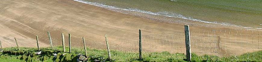Picture of a fence near the sea and showing erosion